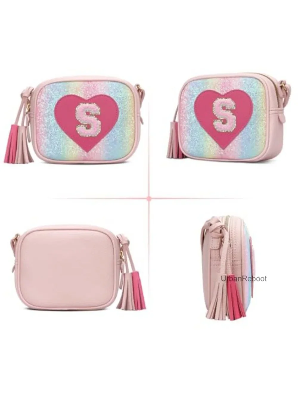 Heart Crossbody Purse Faux Leather Adjustable Strap Kids Girls Gift